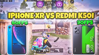 REDMI K50i VS IPHONE XR 1v1 BATTLE 60FPS VS 90FPS