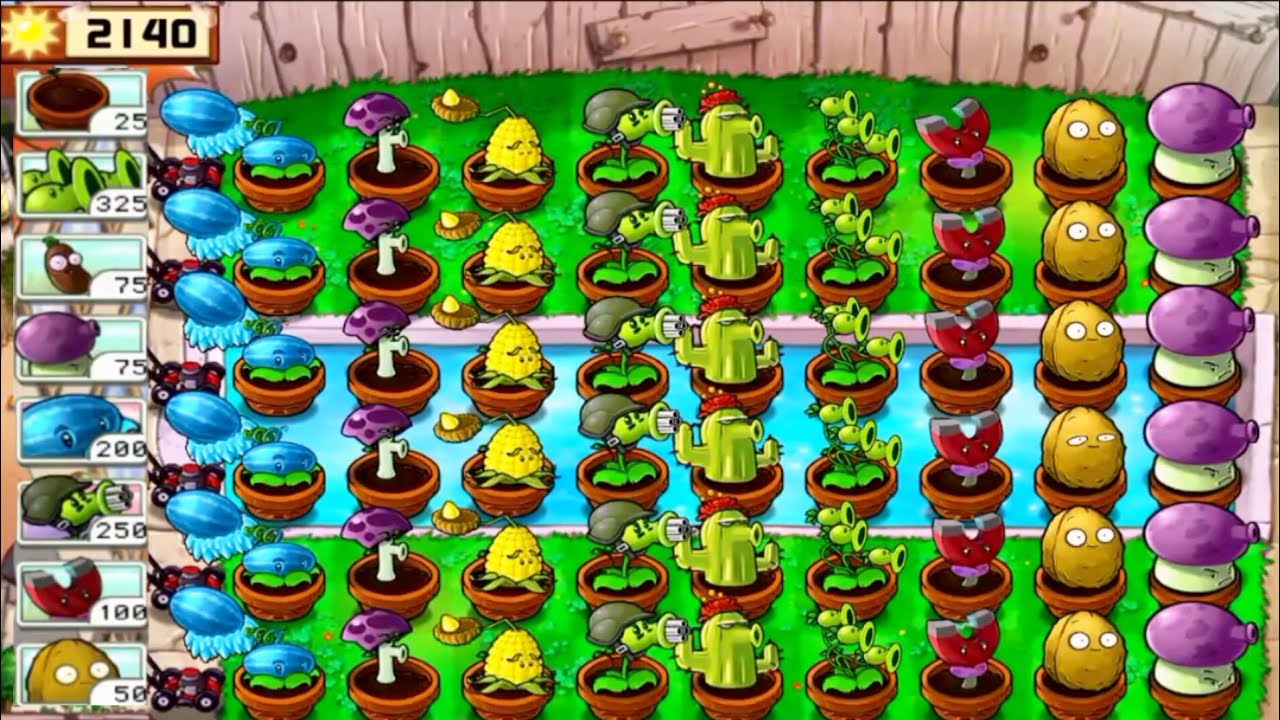 Plants vs Zombies Gameplay - Survival Pool - Plants vs All Zombies Full ...