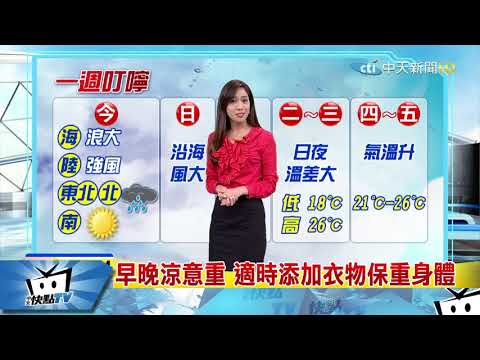 20171028中天新聞　【氣象】　今晨最低溫陽明山17.1度　週日起更冷