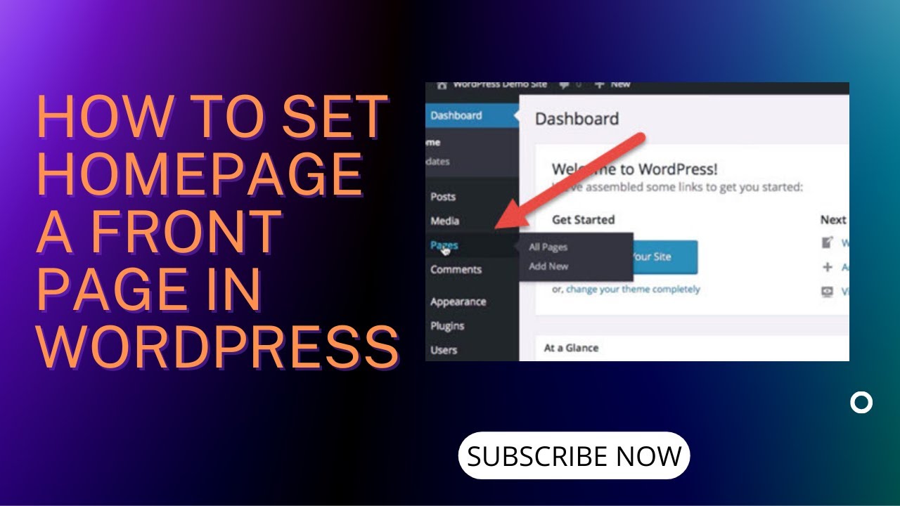 how to set homepage a front page in wordpress - YouTube