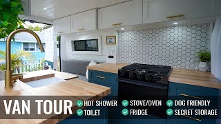 VAN TOUR | STUNNING SelfConverted Camper Van Build | Ram ProMaster 136 Conversion w/ SECRET STORAGE