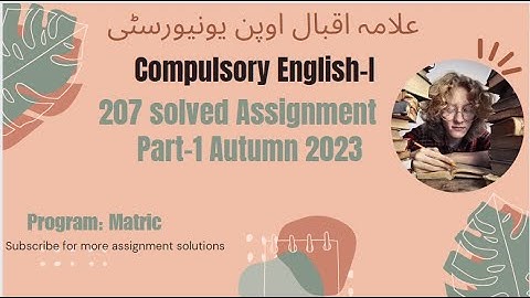 Aiou 207 solved assignment No 1 Autumn 2023 ||  207 Solved assignment  autumn 2023 PDF|| Matric