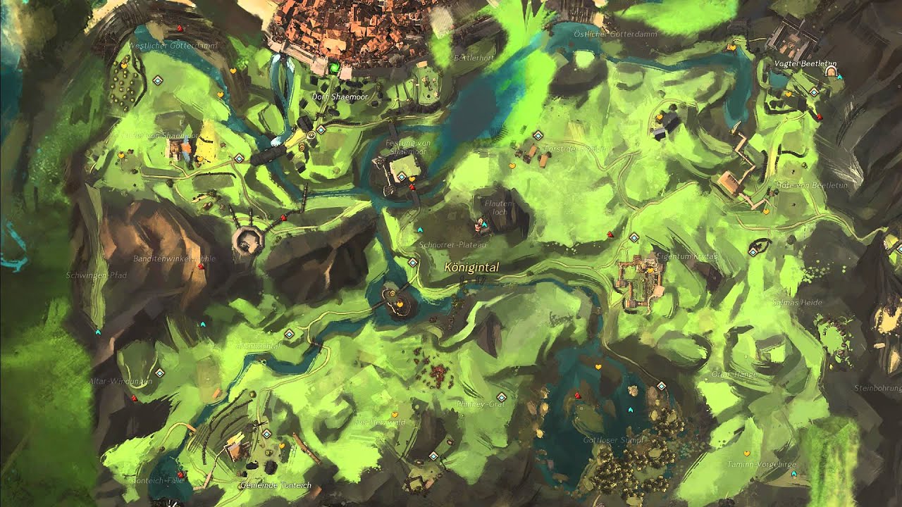 Guild Wars 2 Aussichtspunkte Guide-Übersicht Königintal - YouTube