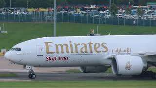 EMIRATES SKYCARGO BOEING 777 FREIGHTER A6-EFK ARRIVING AT BIRMINGHAM AIRPORT 25/05/24