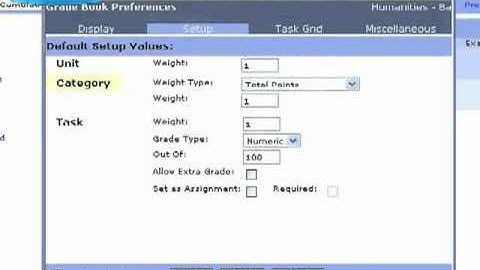 CBE TeacherLogic Gradebook - setup preferences