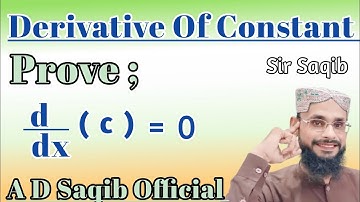 Prove that the Derivative of Constant is Zero || d/dx(c)=0 || d/dx c = 0