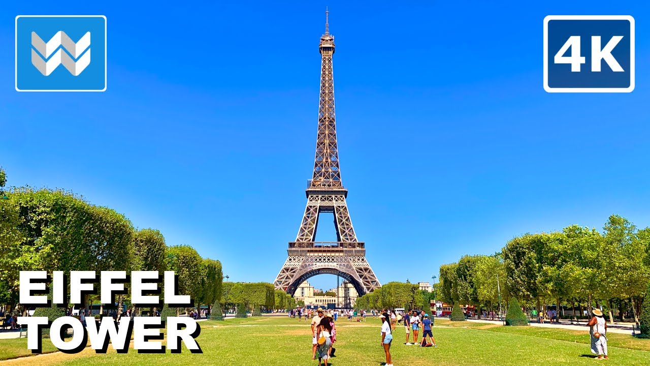 4K Eiffel Tower in Paris France  Walking Tour Vlog  Vacation Travel Guide  Binaural Sound