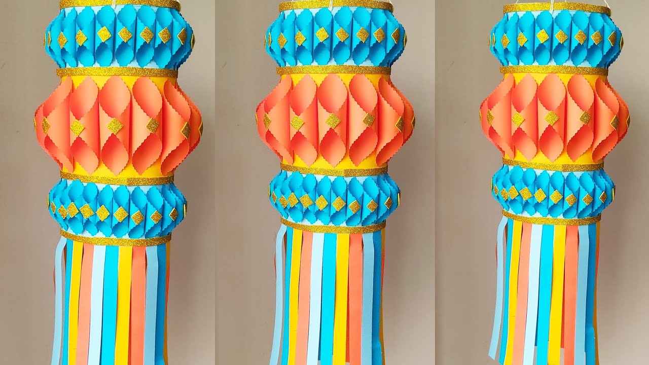 Akash kandil making at home | How to make paper lantern | Diwali ...