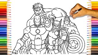 Avengers Coloring Book | Hulk, Captain America, Thor, Iron-Man Coloring Pages