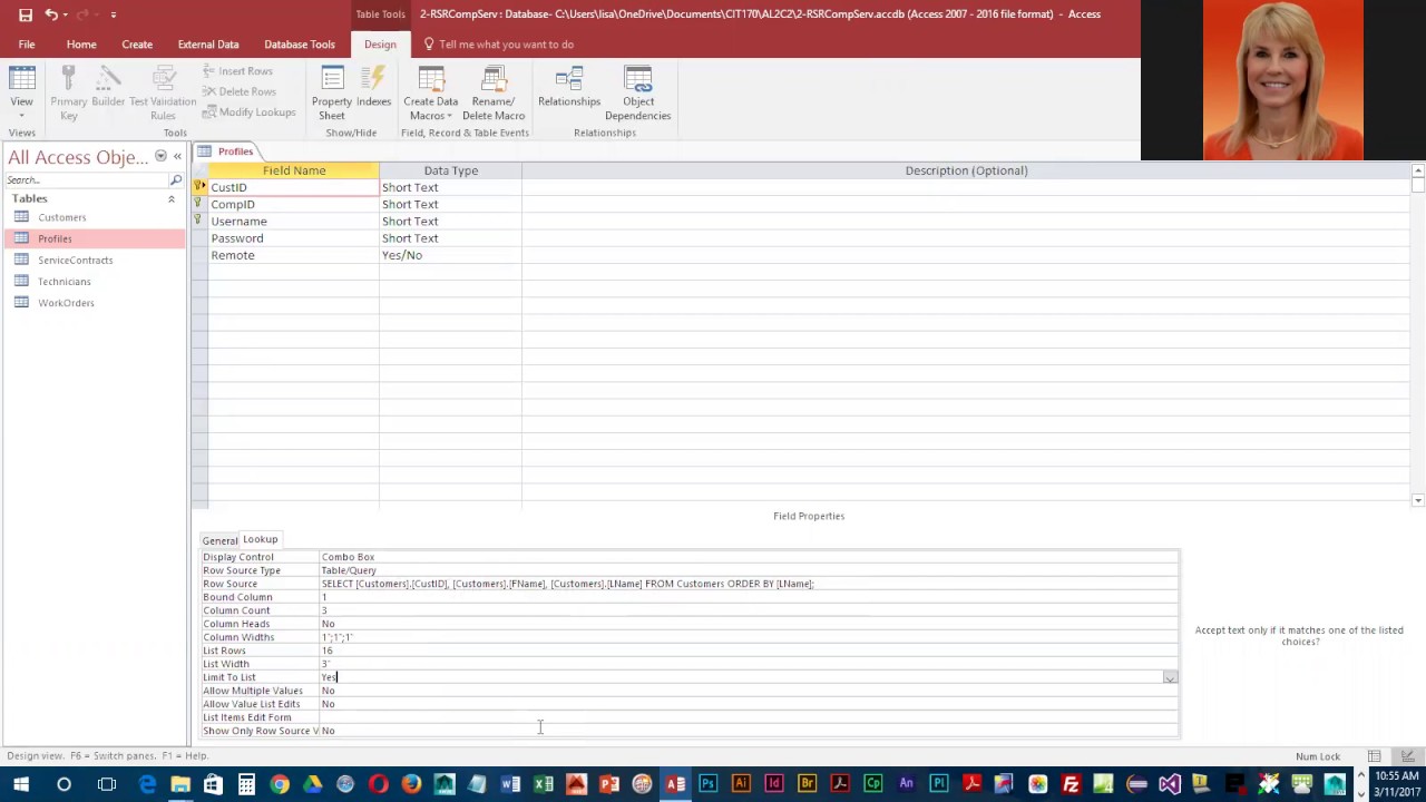 Project 2c Modifying Lookup List Properties and using a Lookup List ...