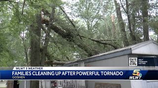 Families continue clean-up after powerful tornado hits Goshen