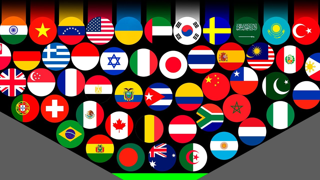 ALL COUNTRIES Marbles Tournament - Algodoo Countryballs Marble Race! Who Will be the Champion?