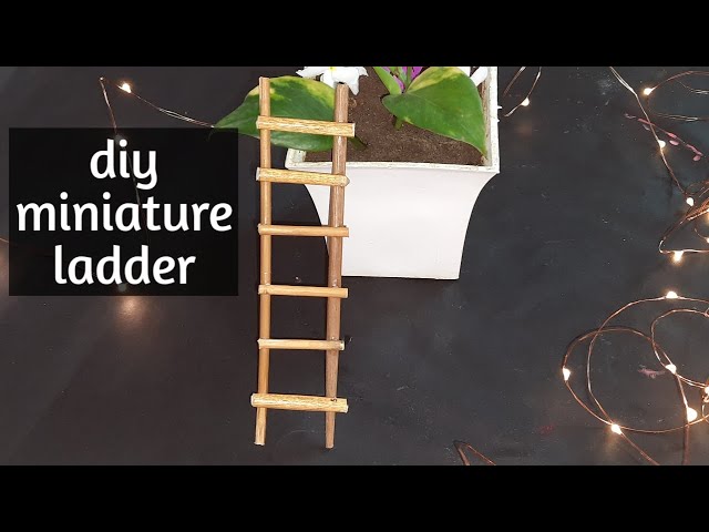 1: 12 Miniatuur Ladder Diy Unpainted Houten Trap Poppenhuis Meubels Trap Model Handgemaakte Poppenhuis Meubels Voor Poppenhuis Scène- Rechts Leuning