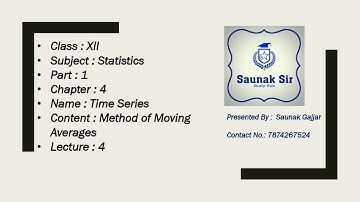 Std.:12th Statistics Part-1 Chapter-4 | Time Series | Method of Moving Averages | Lecture-4
