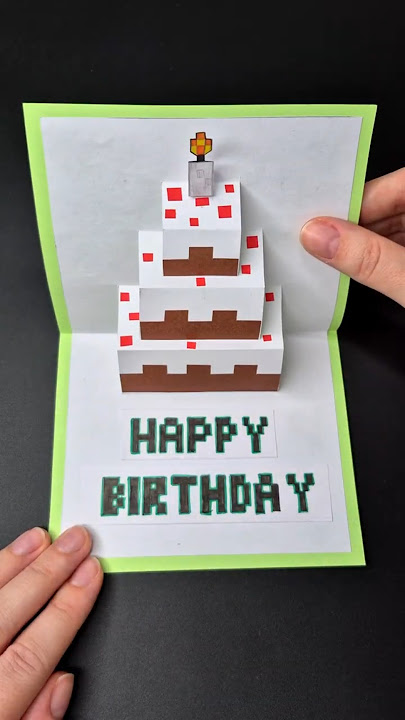 DIY Minecraft Pop Up Birthday Cake Greeting Card 🎂 Cute Gift Idea ❤️ Paper Craft