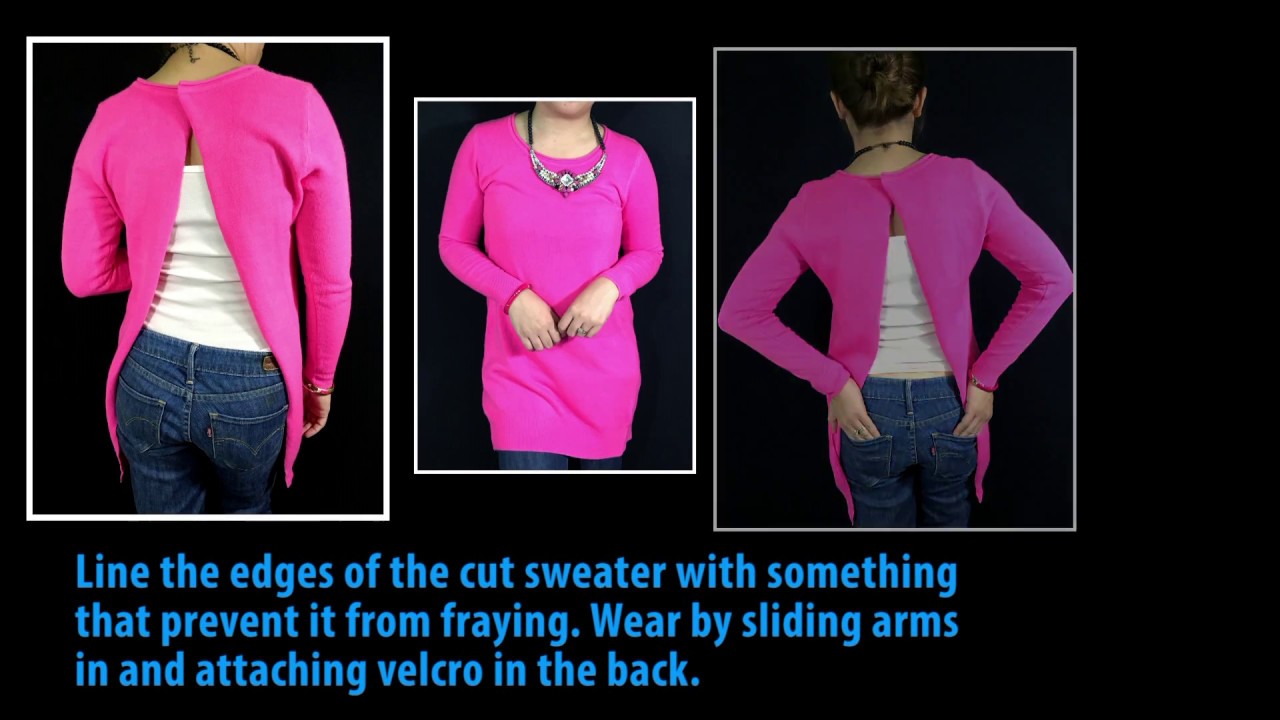 diy very easy no sew open back sweater youtube
