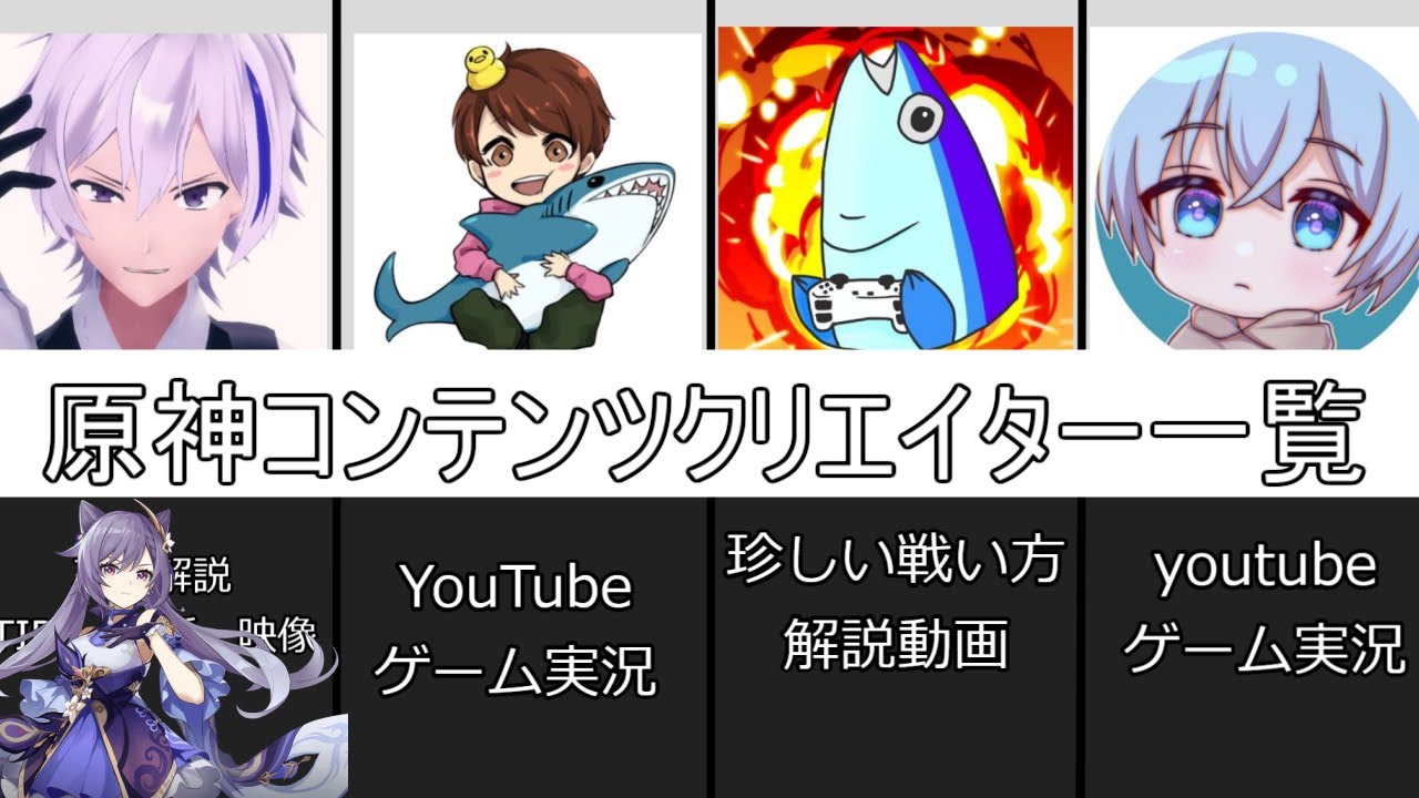 原神 原神コンテンツクリエイター大集合 一覧 攻略解説 ゆっくり実況 Youtube