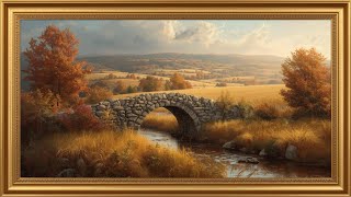 Autumn Gold | No music | Peaceful Stone Bridge & Rolling Hills | 4K TV Wallpaper screenshot 2