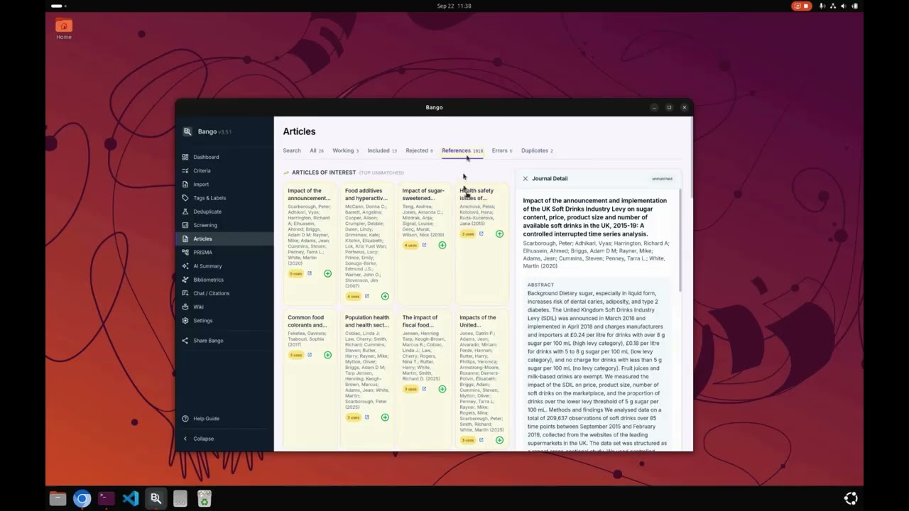 Bango demo video - AI-assisted literature review walkthrough
