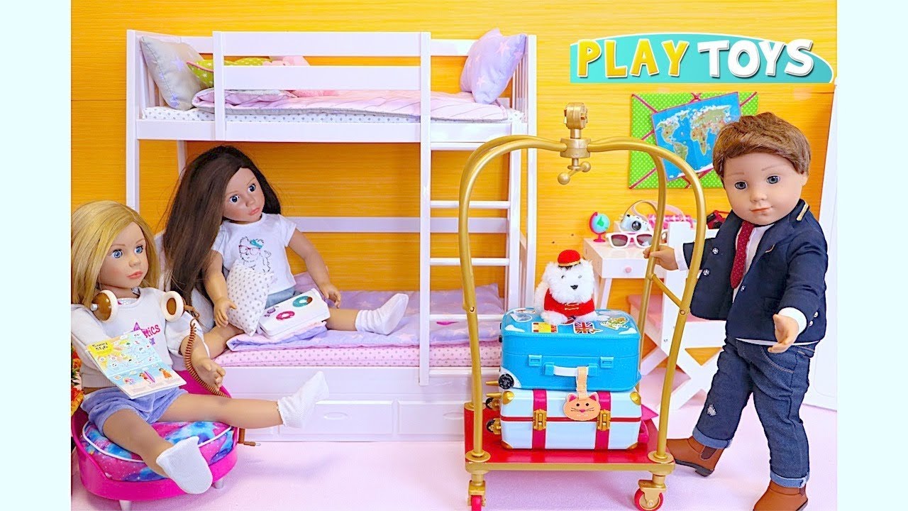 Baby Doll Bunk Bed Pink Bedroom House Toys Dress up - YouTube