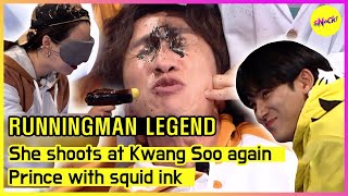 [RUNNINGMAN] She shoots at Kwang Soo again Prince with squid ink (ENGSUB)