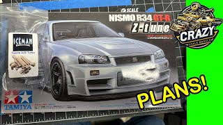 1/24 Tamiya R34 GTR Skyline Model Car Build. What Should I Do With The Nissan GTR On The Bench