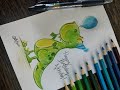 Birthday Dinosaur Drawing | Colored Pencil (Time-Lapse) - Christine Verduzco