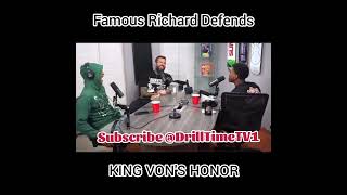 Famous Richard Defends King Von's Name! #lildurk #kingvon #shorts