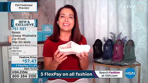 Bzees Glossy Washable Zip Front SlipOn Mule