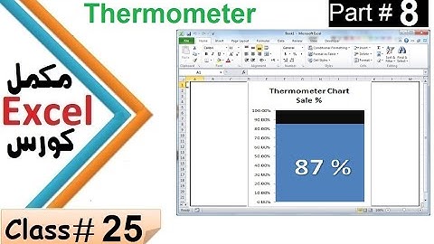 Ms Excel Full Tutorial Class# 25 Charts Part 8 in Pashto | Ms Excel 2010 thermometer chart in Pashto
