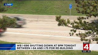 Westbound I-696 construction closure begins