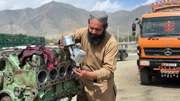 Afghaan Family of Mechanics Demonstrates How to Rebuild V8 Mercedes Engine with basic Tools