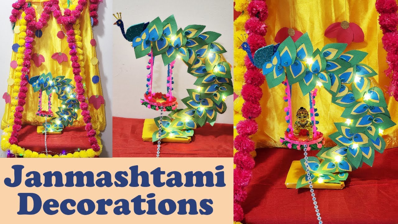 Janmashtami Decoration Ideas at Home | How to make Krishna Janmashtami  Jhula | Ganpati Decorations - YouTube