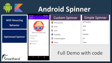 Android Custom Spinner with Recycling Behavior and Optimization. Full Demo with Kotlin code.