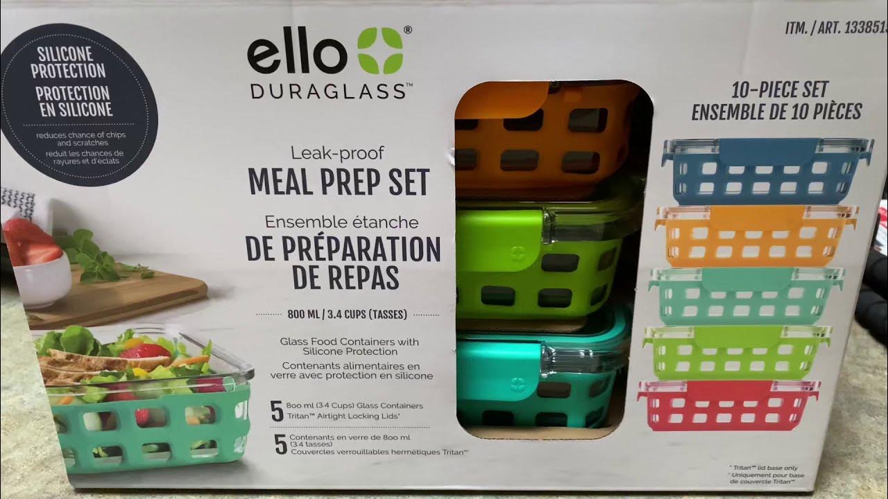 Ello 2-Compartment Glass Food Containers, 8-piece set