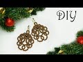 Needle tatting lace earrings with beads       