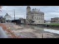 Great Lakes freighter Saginaw being lowered at the Soo Locks