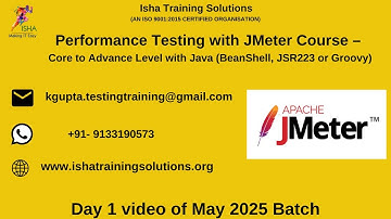 Performance Testing with JMeter Course  Day1 on 15th May 2025. contact us on+91-9133190573 to enroll