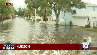 Local 10 News in Hudson, Fla., captures flooded homes, streets