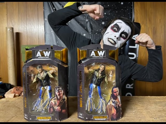 Danhausen unboxing and reviewing AEW unrivaled toys Young Bucks 