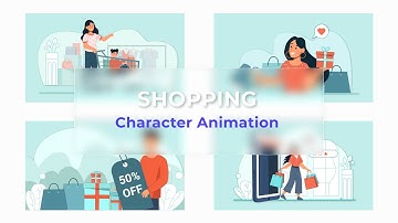 Flat Character Motion Graphic Animation | After Effects Templates | Shopping Character Scene Pack #1