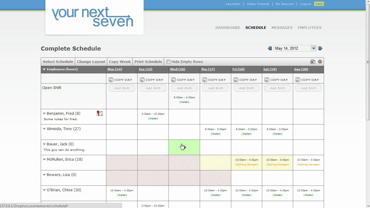 Employee Scheduling - Adding Open Shifts to Your Schedule - YourNextSeven.com