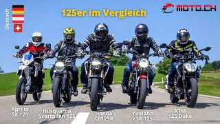 Aprilia SX 125 vs. Honda CB125R, Husqvarna Svartpilen 125, KTM 125 Duke & Yamaha XSR 125 - Vergleich