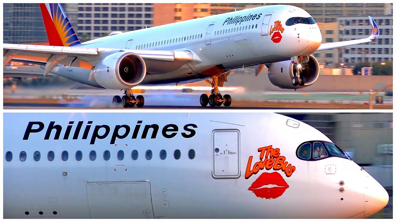 Philippine Airlines Airbus A350 (THE LOVE BUS) arrives in Los Angeles