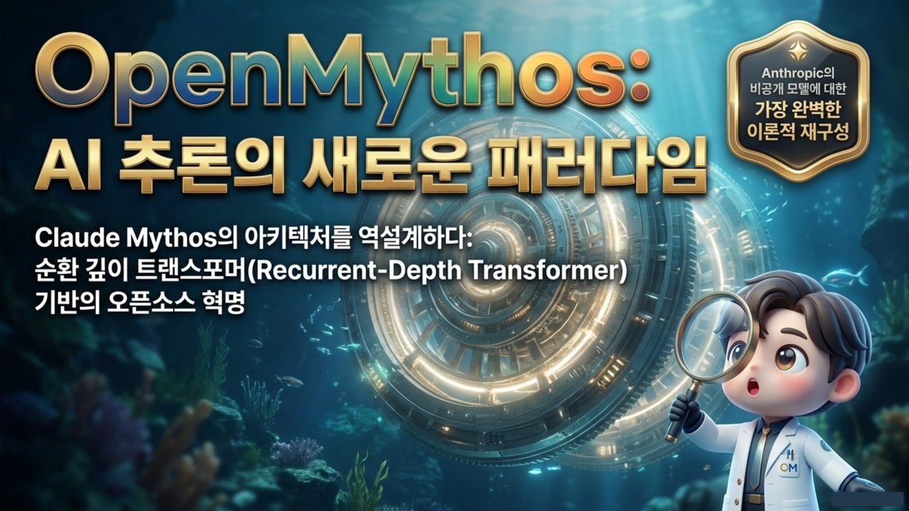 ⁣[OpenMythos] 미토스를 클론한 OpenMythos가 제시하는 AI 추론의 새로운 패러다임 |  순환하며 속으로 깊게 생각하는 AI