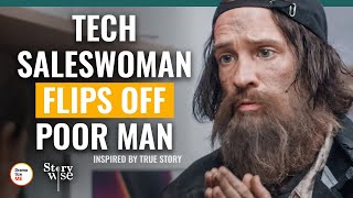 Tech Saleswoman Flips Off Poor Man | @DramatizeMe.Special