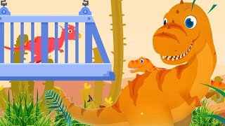 डायनासोर का पिंजरा ll Dinosaur stuck in cage story ll dinosaur walk in road dinasaur kids