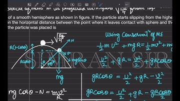 Q.3 A particle of mass m is projected with speed (rg/4)^1/2 from top of a smooth hemisphere