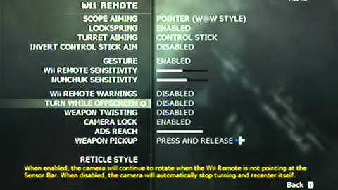 MW3 - Wiimote Settings