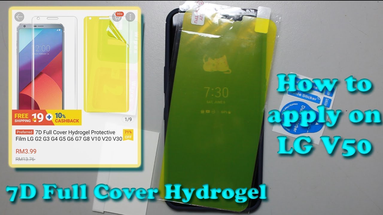 Installing Hydrogel Screen Protector On LG V50 Tutorial 7D Full